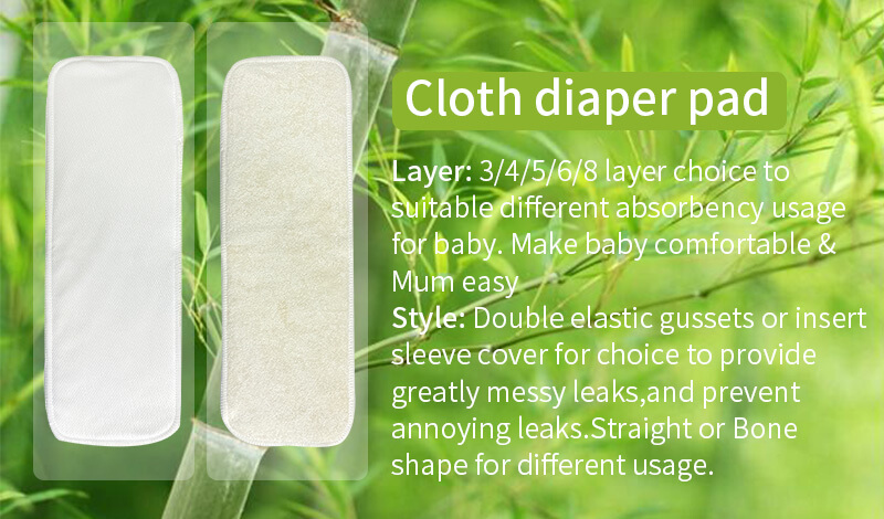 4 layers Hemp Cotton Diaper Inserts Reusable High Absorbing Washable Liners for Baby Cloth Diaper