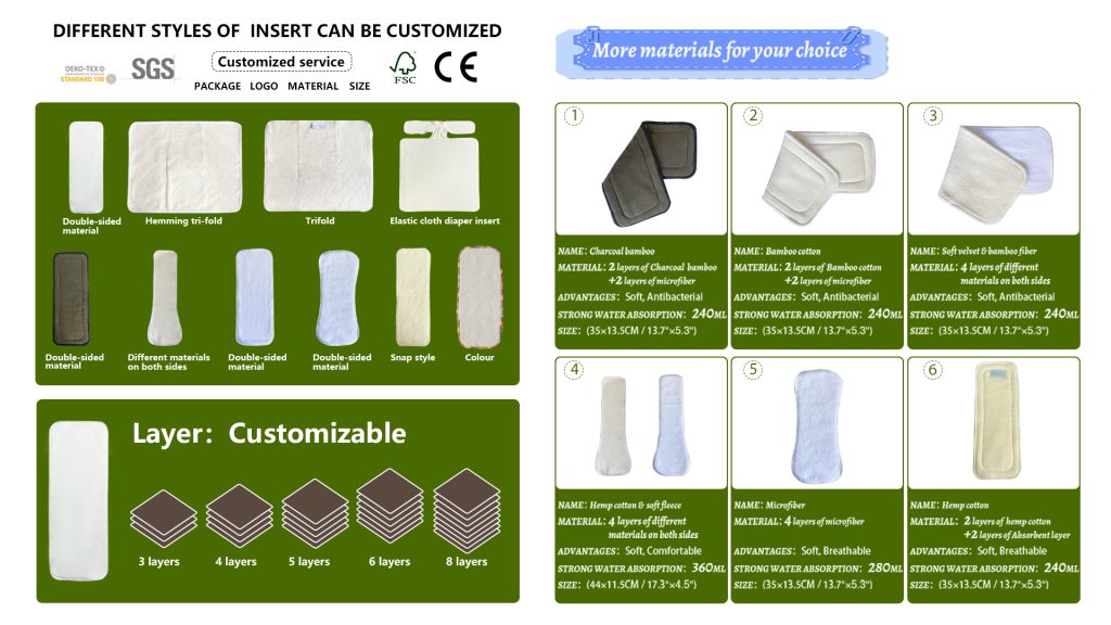 How to use baby nappy liners? Before replace the diaper for baby, take a baby diaper liner on diaper, so that it can isolation urine and feces. After using disposable diaper liner ,please removed it. Bamboo Fabric are very similar to cotton and silk. It is soft and absorbent (nearly twice that of cotton), and very comfortable against the skin