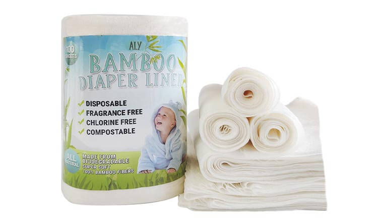 forro de fralda de bambu biodegradável