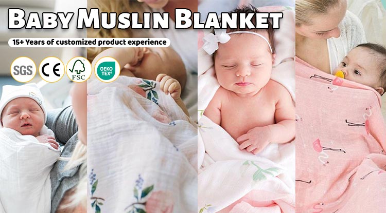 Printed Soft Infant Wraps Baby Muslin Infant Baby Swaddle Wrap Blanket